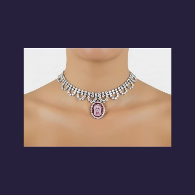 COLLANA STRASS E CAMMEO YORKSHIRE TERRIER - immagine 3