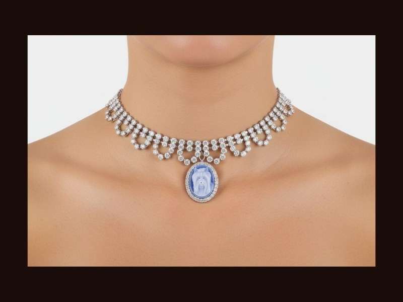 COLLANA STRASS E CAMMEO YORKSHIRE TERRIER