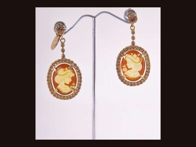 AMBER CAMEO EARRINGS